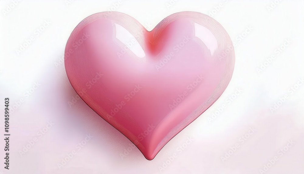 Fototapeta premium Glossy Pink Heart. Radiant Symbol of Love and Romance. Perfect for Valentine’s Day Greeting Cards, Social Media Posts, Gift Packaging Designs, or Romantic Event Invitations