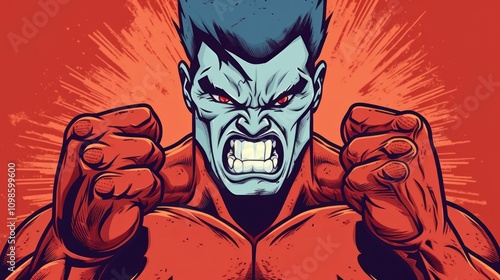 The Furious Red Colossus: A Powerful Comic Book Illustration photo