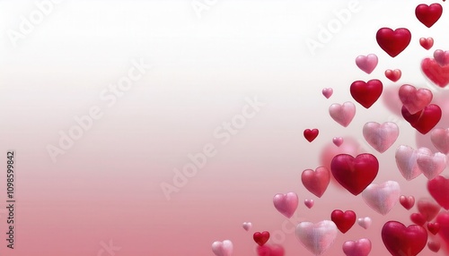 Radiant Red Hearts in Gradient Background. Symbol of Love, Romance, and Celebration. Perfect for Valentine's Day, Wedding Invitations, Romantic Designs, or Anniversary Themes photo