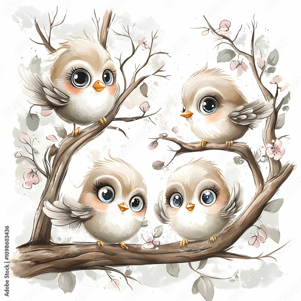 Obraz premium Cute watercolor nursery clipart