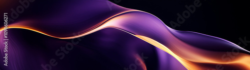 Abstract Shape with Iridescent Colors, Minimalist Dark Background Design, Ultrawide