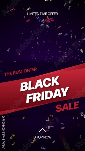 Black Friday background animation with text. Vertical motion background for social media.