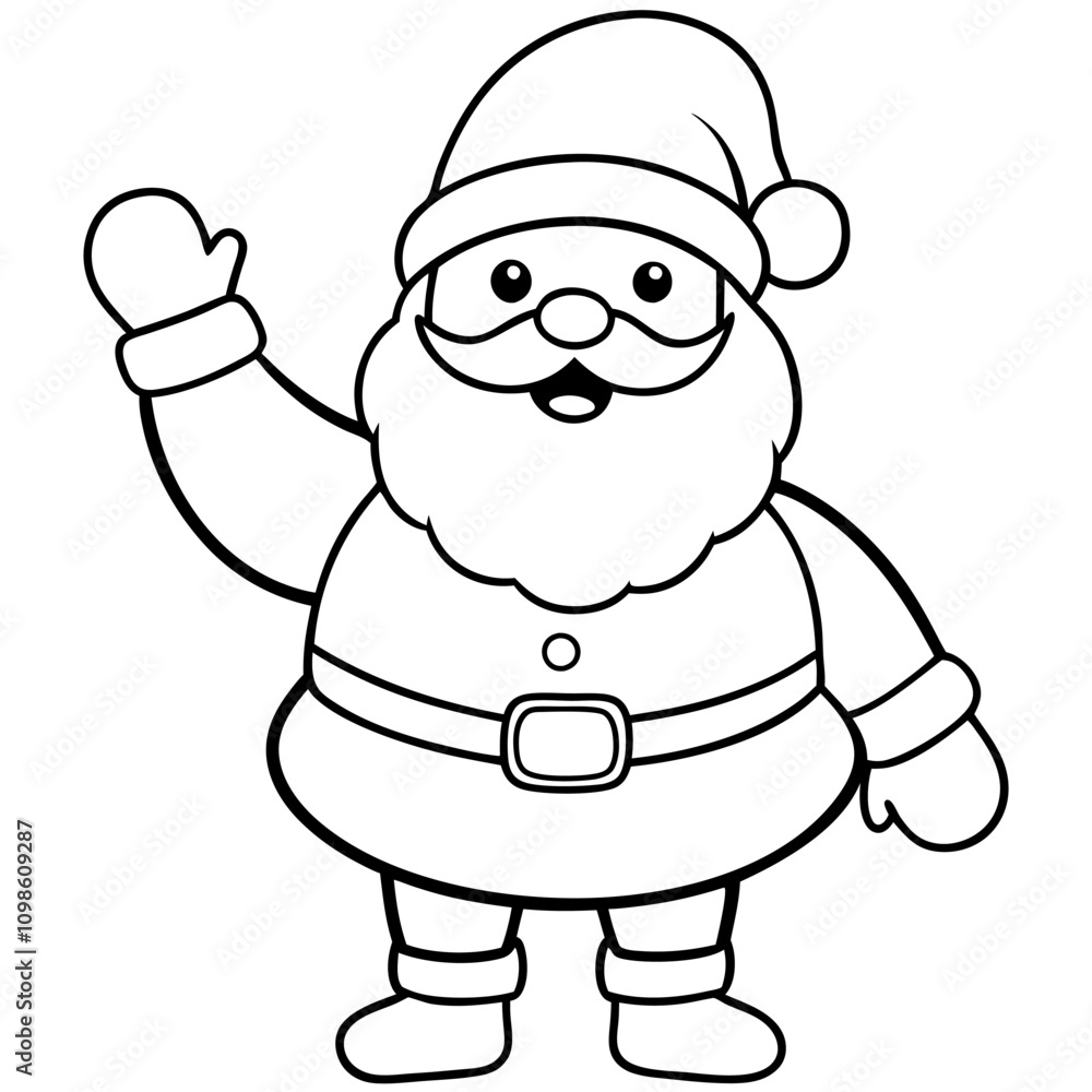 Fototapeta premium Cute happy santa claus wavin christmas Man Vector Art, Icons.