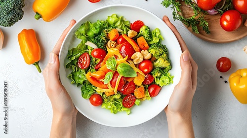 Superfood Delights Fresh salad with colorful vegetables and greens. Gluten-Free Goodness photo