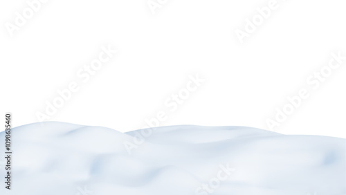 3D white wavy Snowdrifts. Vector Element for Designing Winter Postcards and Web Banners