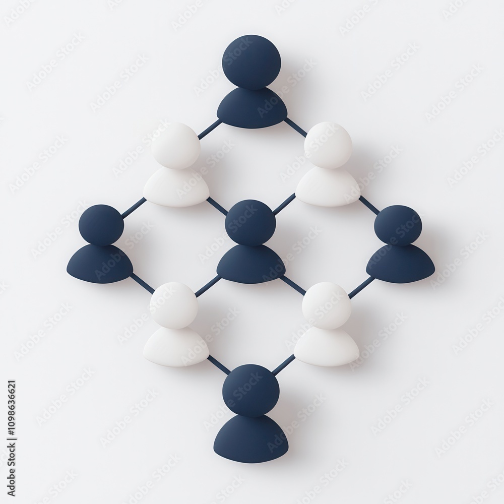 Obraz premium Rank and coordinator concept. Abstract arrangement of figures in a network design.