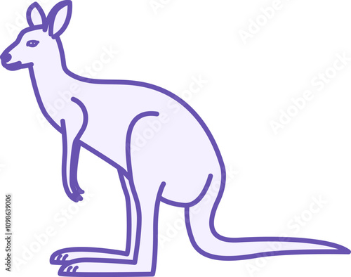 Colored Kangaroo Icon. Vector Illustration. Marsupial Mammal, Funny Kangaroo with Massive Tail, Powerful Hind Legs, and Small Forepaws. Animal Concept