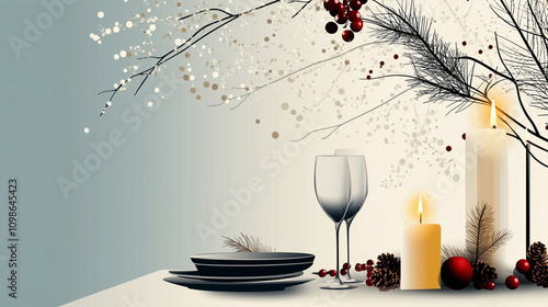 Christmas Dinner Table Decor with Candles and Festive Touches