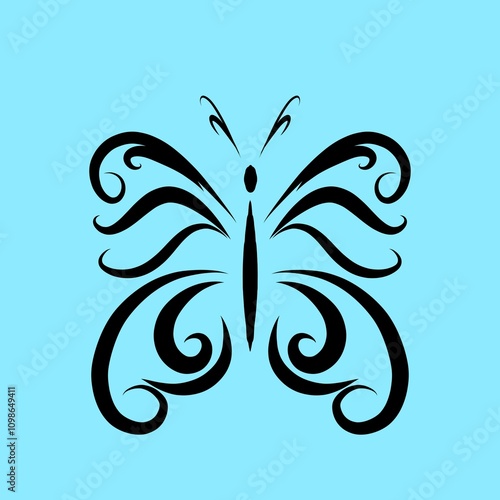 Tribal art design tattoo abstract butterfly