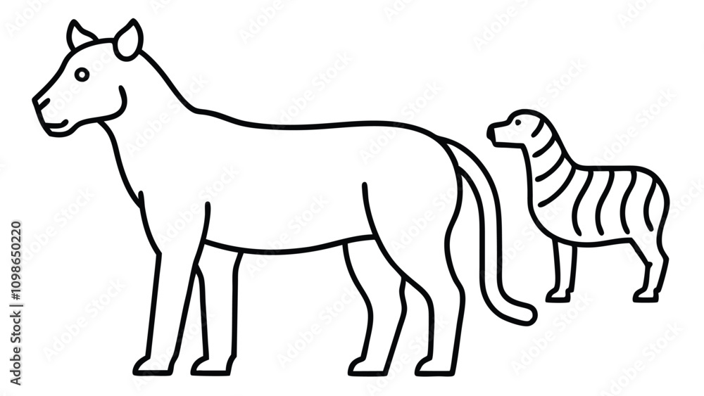 Fototapeta premium A Collection of set Line Art Illustrations of Animals Branding Vector Icon, EPS Format.