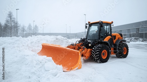 Snow Plow Clearing Heavy Snow: Commercial Photograph