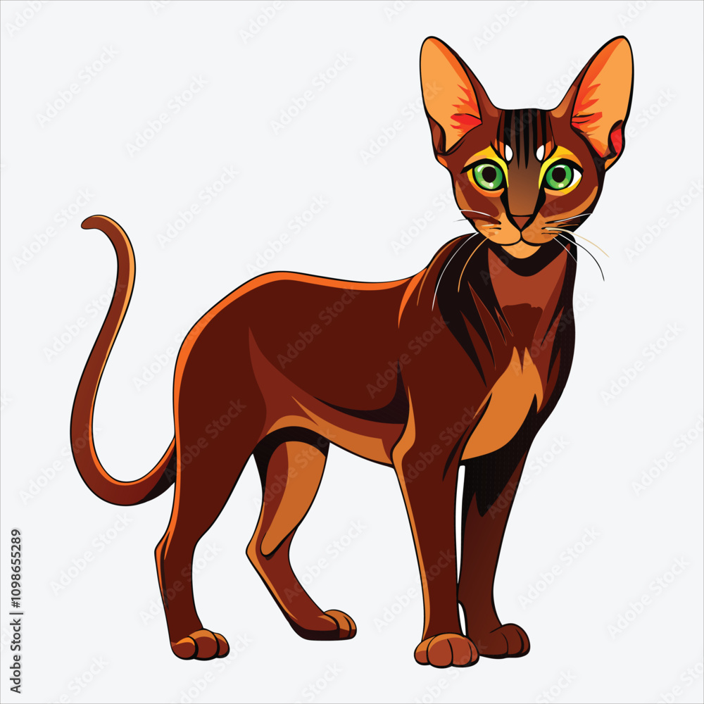 Naklejka premium Abyssinian vector White background illustration Generative Ai