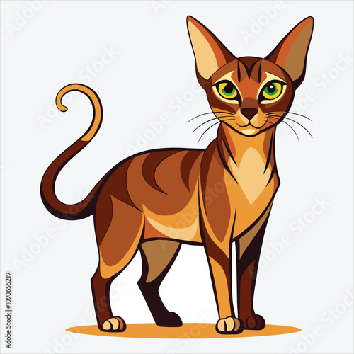 Abyssinian vector White background illustration Generative Ai