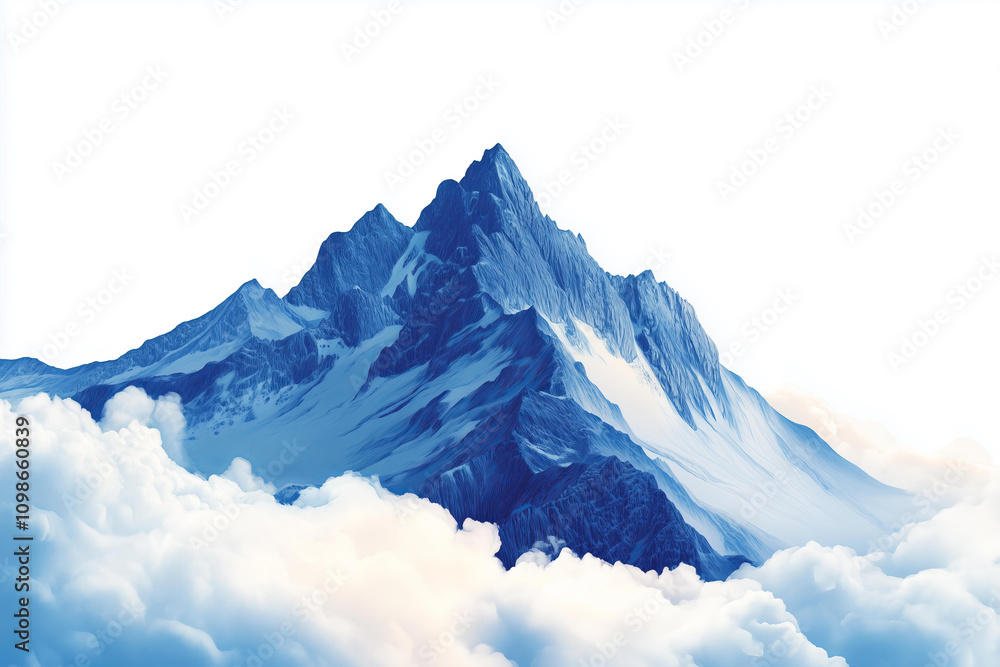 Fototapeta premium blue mountains in the clouds. png isolated on transparent background