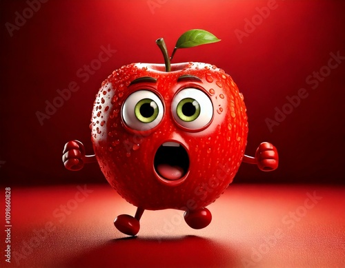 Cute Cartoon Apple Characte...