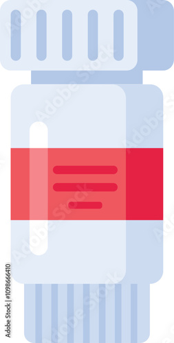 Medicine bottle with dosage instructions printed on a red label, symbolizing healthcare, medication, and pharmaceutical products