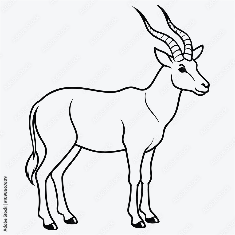 Fototapeta premium Addax line art White background illustration Generative Ai