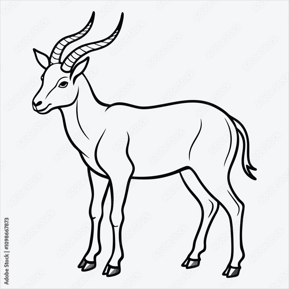 Fototapeta premium Addax line art White background illustration Generative Ai