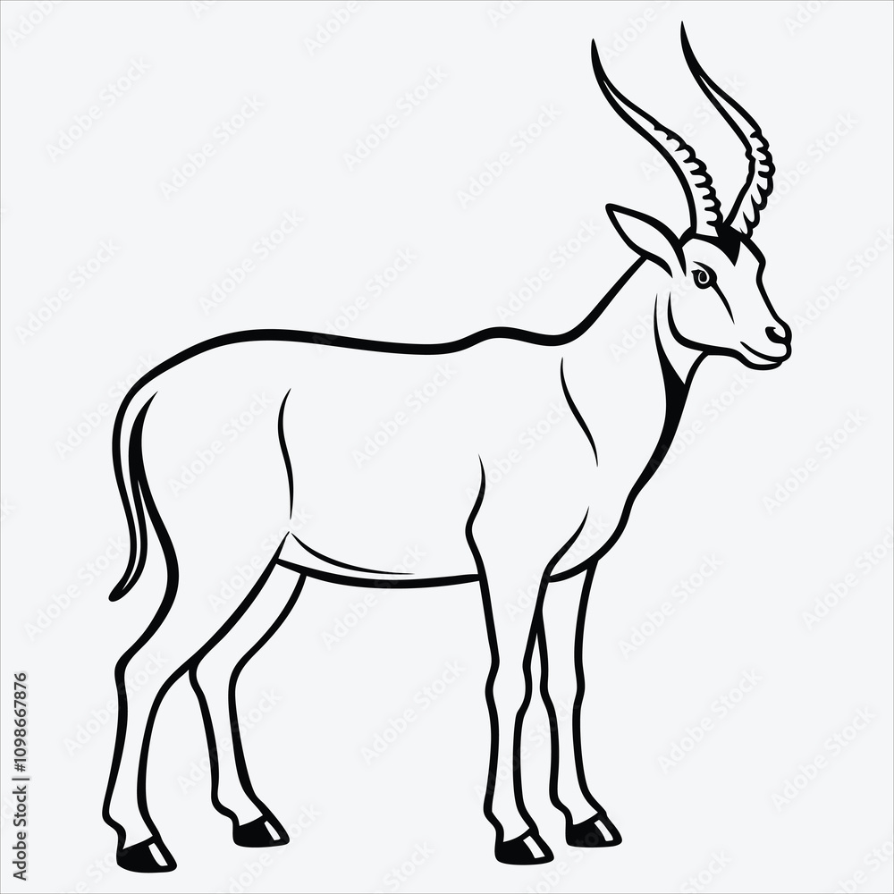 Obraz premium Addax line art White background illustration Generative Ai