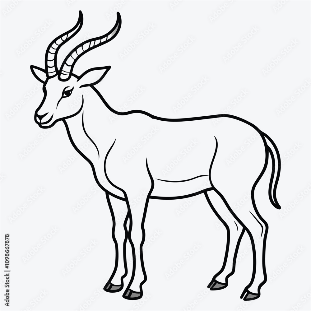 Fototapeta premium Addax line art White background illustration Generative Ai