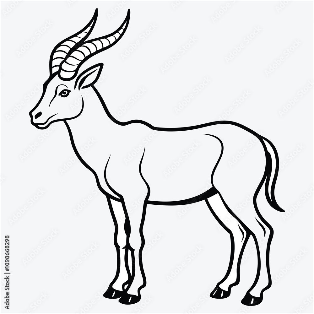 Fototapeta premium Addax line art White background illustration Generative Ai