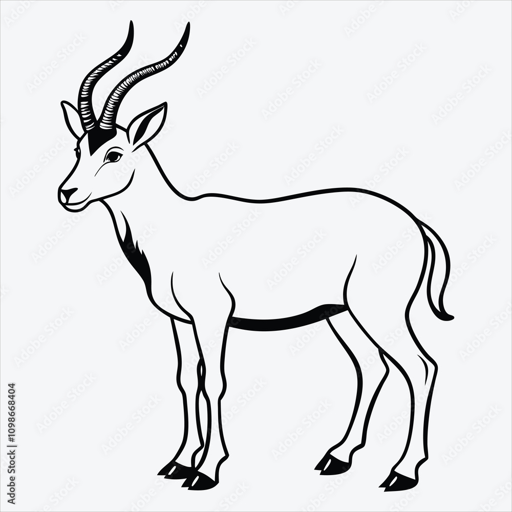 Fototapeta premium Addax line art White background illustration Generative Ai