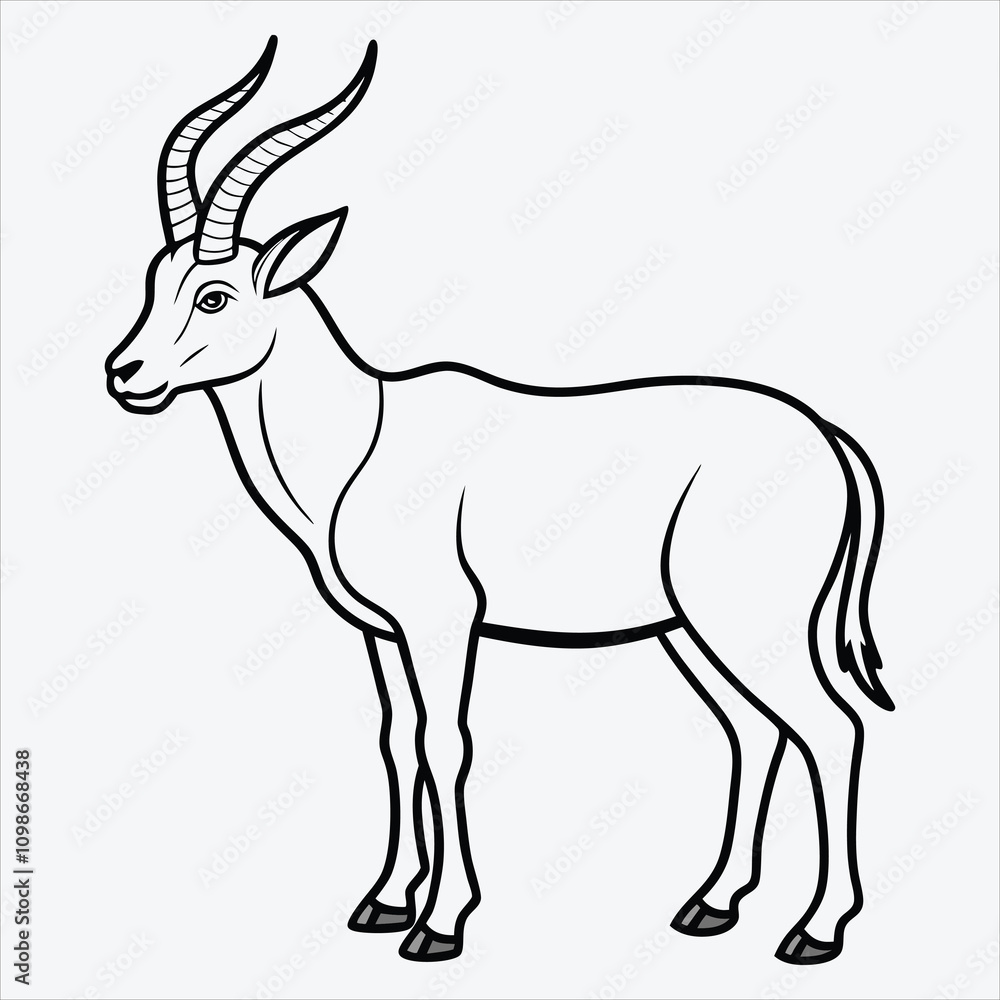 Fototapeta premium Addax line art White background illustration Generative Ai