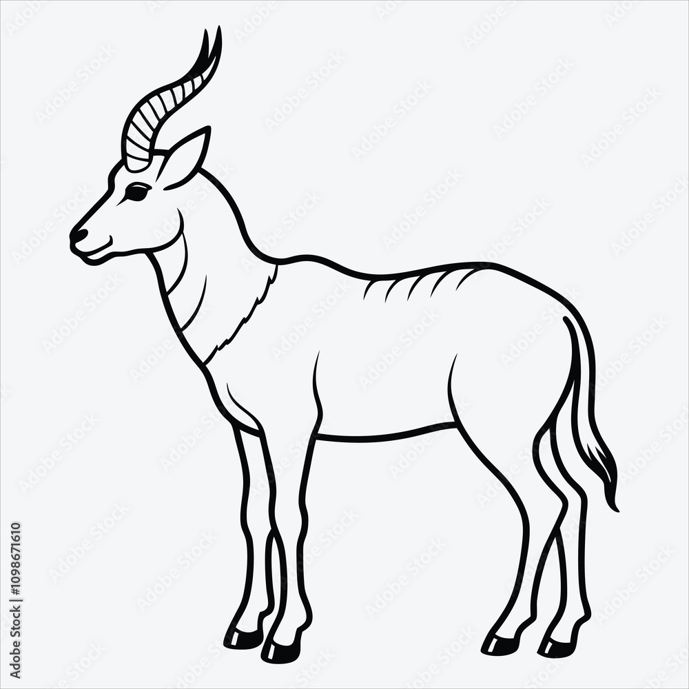 Obraz premium Addax line art White background illustration Generative Ai