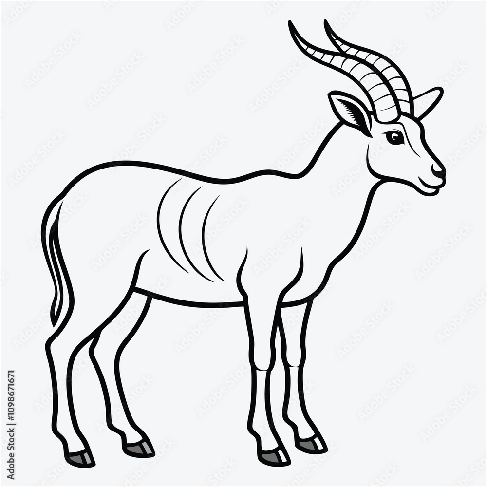 Fototapeta premium Addax line art White background illustration Generative Ai