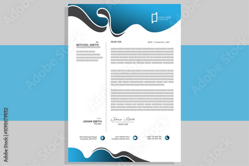 Letterhead design template. Creative, clean and elegant modern business professional letterhead template design. Illustration vector Design.