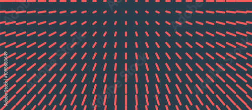 Radiate of Particles Effect Conceptual Ultra Modern Minimalistic Art Vector Red Black Abstract Background. Dynamic Transformation Movement Effect Graphical Abstraction Wide Wallpaper. Art Illustration