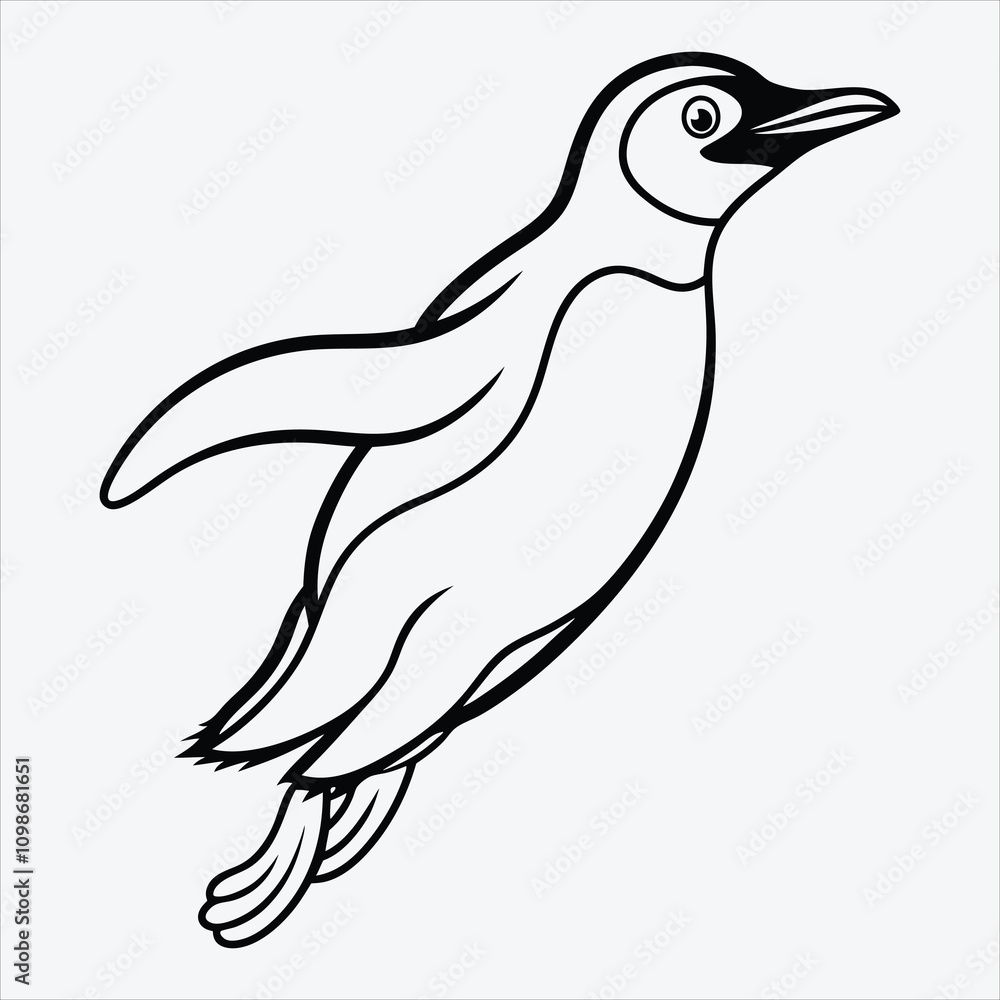 Fototapeta premium Adelie Penguin line art White background illustration Generative Ai