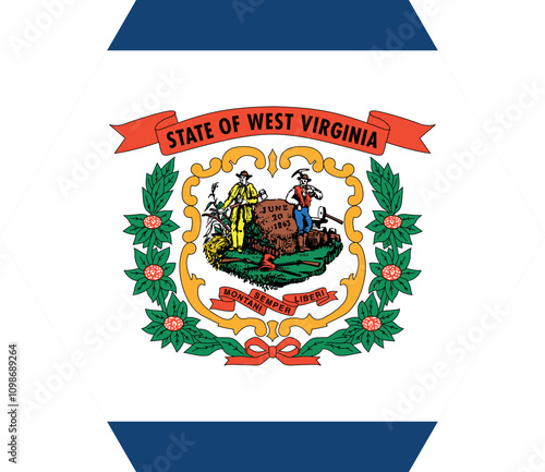 Polygon shaped printable vector flag of the United States of America federal state of WEST VIRGINIA