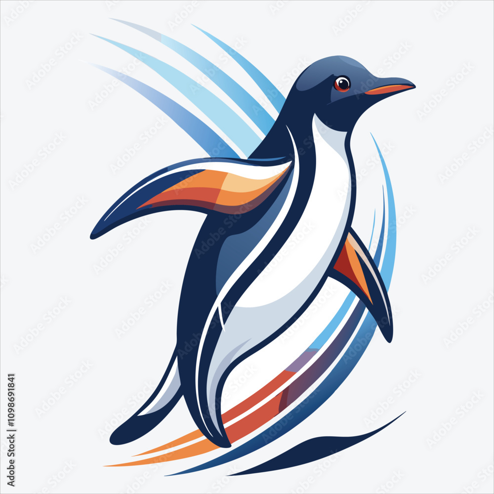 Obraz premium Adelie Penguin vector White background illustration Generative Ai