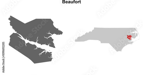 Beaufort County (North Carolina) blank outline map set