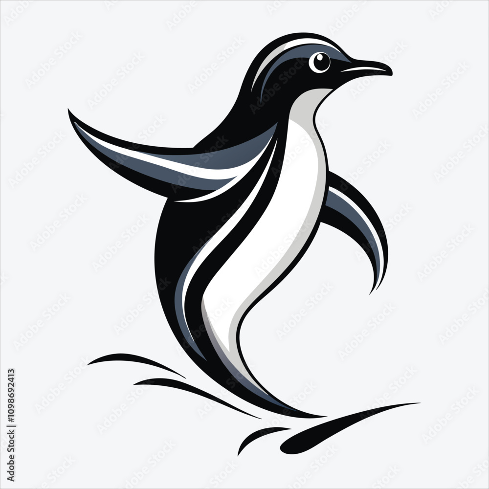 Fototapeta premium Adelie Penguin vector White background illustration Generative Ai