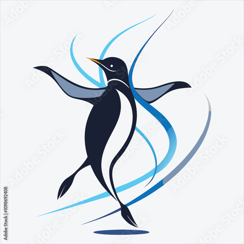 Adelie Penguin vector White background illustration Generative Ai