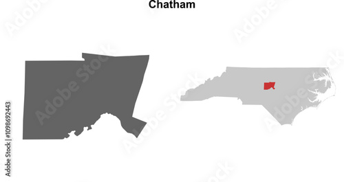 Chatham County (North Carolina) blank outline map set
