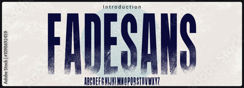 Condensed rough sans serif typeface. Alphabet vector font with faded texture.