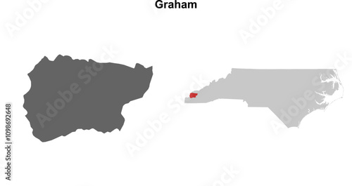 Graham County (North Carolina) blank outline map set