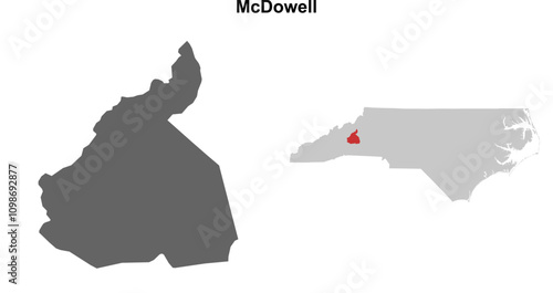 McDowell County (North Carolina) blank outline map set