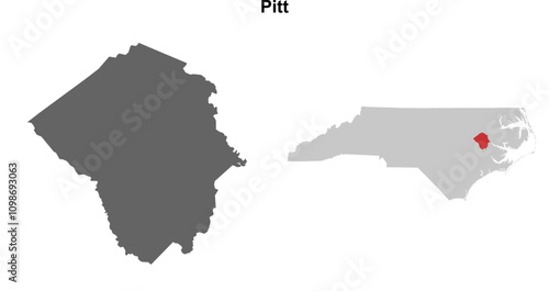 Pitt County (North Carolina) blank outline map set