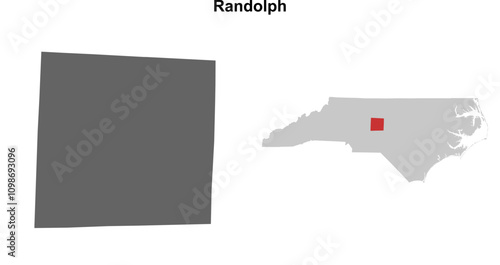 Randolph County (North Carolina) blank outline map set
