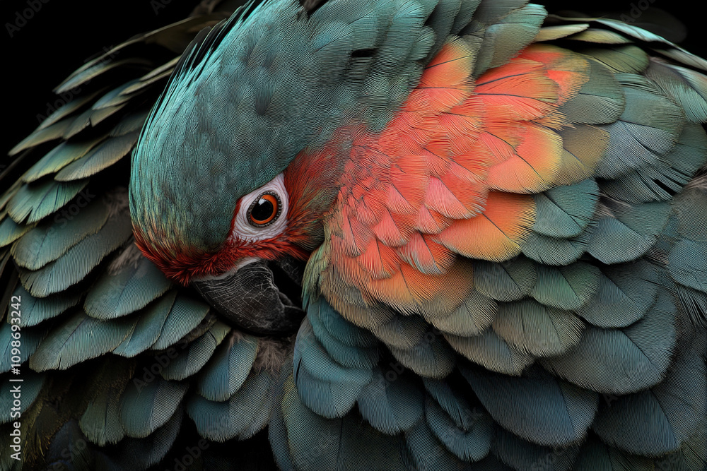 Obraz premium Close-Up of Vibrant Parrot Feathers