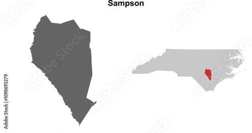 Sampson County (North Carolina) blank outline map set