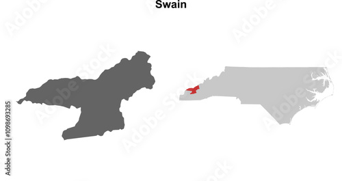 Swain County (North Carolina) blank outline map set photo