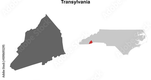Transylvania County (North Carolina) blank outline map set