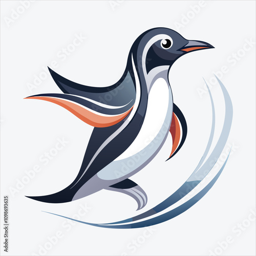 Adelie Penguin vector White background illustration Generative Ai