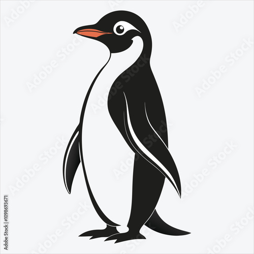 Adelie Penguin vector White background illustration Generative Ai