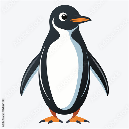 Adelie Penguin vector White background illustration Generative Ai